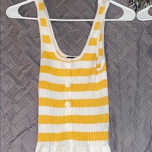 Yellow and White Forever 21 Tank Top